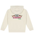Girls Ivory Logo Hooded Zip Up Top, 1, hi-res